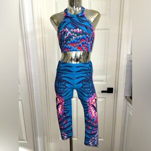 Stunning Mara Hoffman activewear workout capris and top set vibrant size small